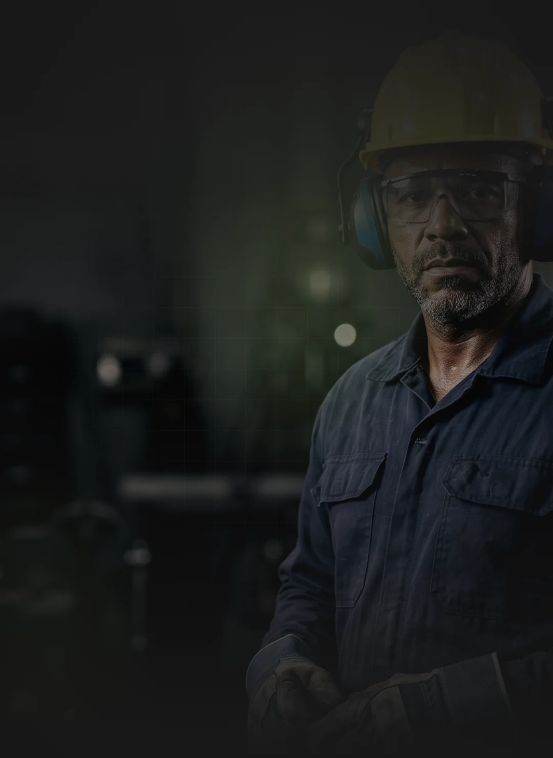 Operação industrial com equipamento de proteção individual